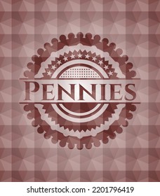 Pennies rotes Abzeichen mit geometrischem Muster Hintergrund. Nahtlos. 
