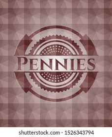Pennies red polygonal badge. Seamless.