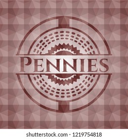 Pennies red seamless badge with geometric background.