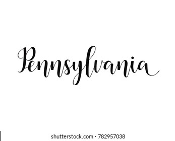 Pennsylvania. American state. Modern calligraphy. Hand drawn vector illustration. Lettering. element for flyers, banner, postcards and posters. 