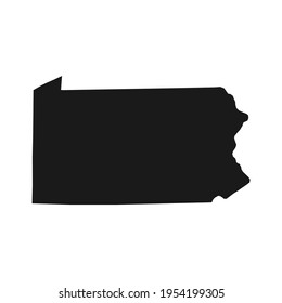 Pennsylvania black map on white background