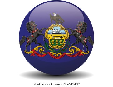 Pennsylvania circle button flag background texture. Vector illustration.