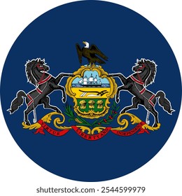 Pennsylvania Circle Flag, Circle Flag of Pennsylvania, EUA, Imagens Vetoriais