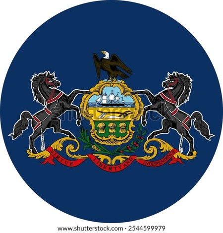 Pennsylvania Circle Flag, Circle Flag of Pennsylvania, USA, Vector Images
