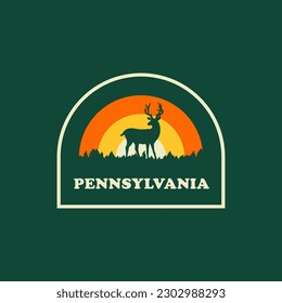 Pennsylvania deer vintage logo vector concept, icon, element, and template for company. Travel, explore, adventure logo.