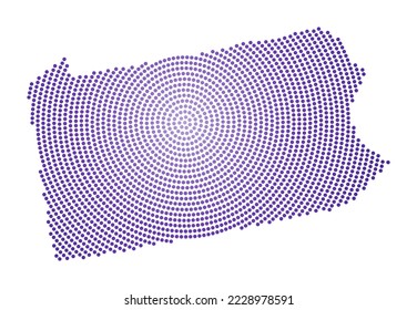 Pennsylvania gepunktete Karte. Digitale Form von Pennsylvania. Technisches Symbol des uns-Zustands mit gestuften Punkten. Leistungsstarke Vektorgrafik.