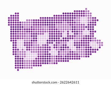 Pennsylvania dotted map. Digital style map of the state on white background. Pennsylvania shape with circle dots. Colored dots style. Large size circles. Classy vector illustration.