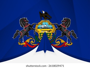 Pennsylvania Flag with Abstract Paper Airplane Design, National Flag in a geometric folded paper style. Vector illustration.