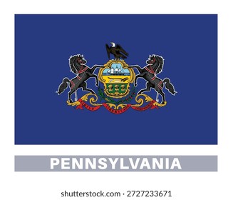Bandera de Pensilvania. Banderas del Estado americano en colores y proporciones oficiales