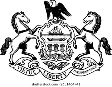 Pennsylvania Flag Emblem Vetor - USA State Coat of Arms for Stickers, Cricut, and Patriotic Projects Portal dos Estados Unidos

