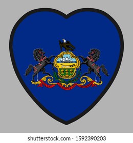 Pennsylvania Flag In Heart Shape Vector