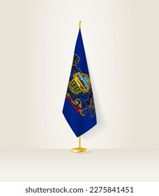 Pennsylvania flag on a flag stand. Vector illustration.