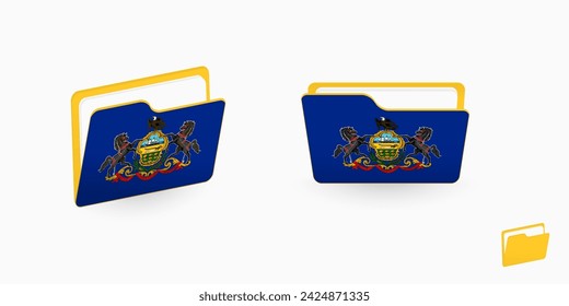 Pennsylvania flag on two type of folder icon. Vector illustration.
