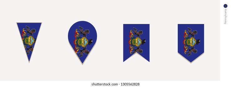 Pennsylvania flag in vertical design, vector illustration.