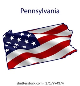 Pennsylvania full of American flag waving in the wind