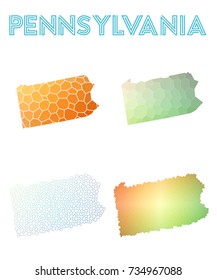 Pennsylvania geometric polygonal, mosaic style US state maps collection. Modern design for your infographics or presentation.