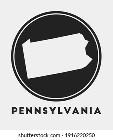 Pennsylvania icon. Round logo with us state map and title. Stylish Pennsylvania badge with map. Vector illustration.