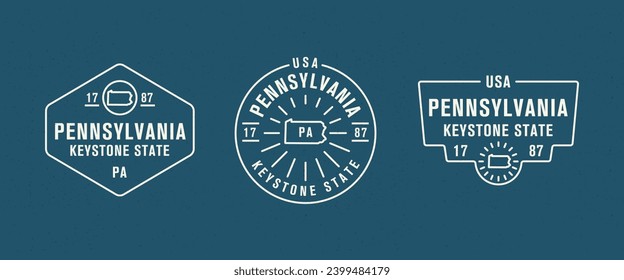 Pennsylvania - Keystone State. Pennsylvania state logo, label, poster. Vintage poster. Print for T-shirt, typography. Vector illustration