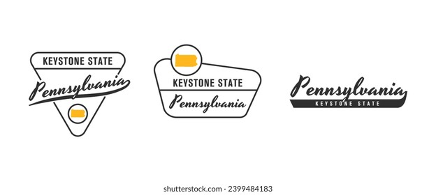 Pennsylvania - Keystone State. Pennsylvania state logo, label, poster. Vintage poster. Print for T-shirt, typography. Vector illustration