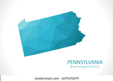 PENNSYLVANIA Map Abstract geometric rumpled triangular low poly style gradient graphic on white background
