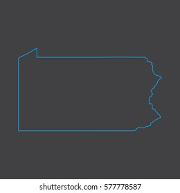Pennsylvania map blue outline stroke line style