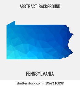 Pennsylvania map in geometric polygonal,mosaic style.Abstract tessellation,modern design background,low poly. Geometric cover, mockup. Vector illustration.