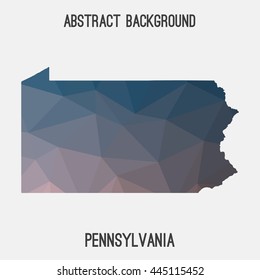 Pennsylvania map in geometric polygonal,mosaic style.Abstract tessellation,modern design background. Vector illustration EPS8