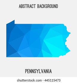 Pennsylvania map in geometric polygonal,mosaic style.Abstract tessellation,modern design background. Vector illustration EPS8