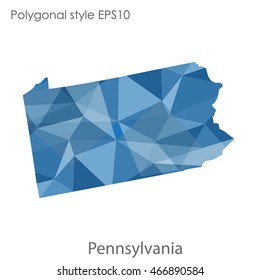 Pennsylvania map in geometric polygonal,mosaic style.Abstract gems triangle,modern design background. Vector illustration EPS10
