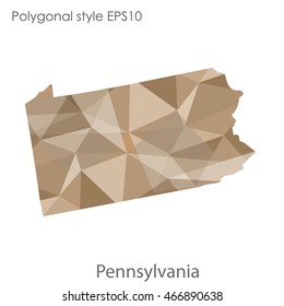 Pennsylvania map in geometric polygonal,mosaic style.Abstract gems triangle,modern design background. Vector illustration EPS10