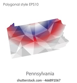 Pennsylvania map in geometric polygonal,mosaic style.Abstract gems triangle,modern design background. Vector illustration EPS10