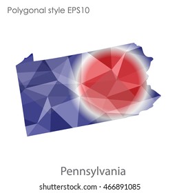 Pennsylvania map in geometric polygonal,mosaic style.Abstract gems triangle,modern design background. Vector illustration EPS10
