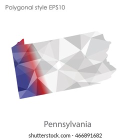 Pennsylvania map in geometric polygonal,mosaic style.Abstract gems triangle,modern design background. Vector illustration EPS10