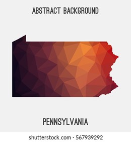 Pennsylvania map in geometric polygonal,mosaic style.Abstract tessellation,modern design background. Vector illustration
