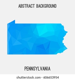 Pennsylvania map in geometric polygonal,mosaic style.Abstract tessellation,modern design background,low poly. Vector illustration.