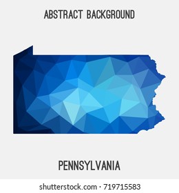 Pennsylvania map in geometric polygonal,mosaic style.Abstract tessellation,modern design background,low poly. Vector illustration.