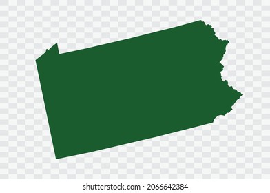 PENNSYLVANIA Map Green Color on Png Backgound