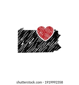 Pennsylvania Map And Heart Logo Design Template