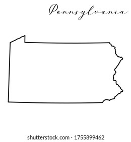 Pennsylvania map high quality vector. American state simple hand made line drawing map
