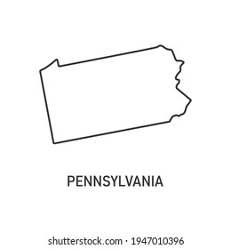 Pennsylvania map icon isolated on white background. Vector illustration.