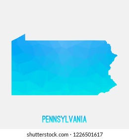 Pennsylvania map low poly geometric polygonal,mosaic style,abstract tessellation,modern design background. Geometric cover, mockup. Vector illustration EPS10.