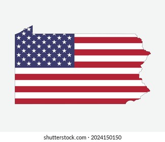 Pennsylvania Map on American Flag. PA, USA State Map on US Flag. EPS Vector Graphic Clipart Icon