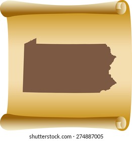 Pennsylvania map on old scroll paper