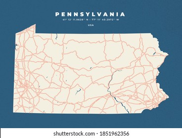 Pennsylvania Map Poster and Flyer