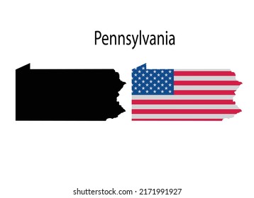 Pennsylvania Map Silhouette and Icon Vector Illustration 