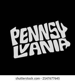 Pennsylvania map typography. Pennsylvania state map typography. Pennsylvania lettering.