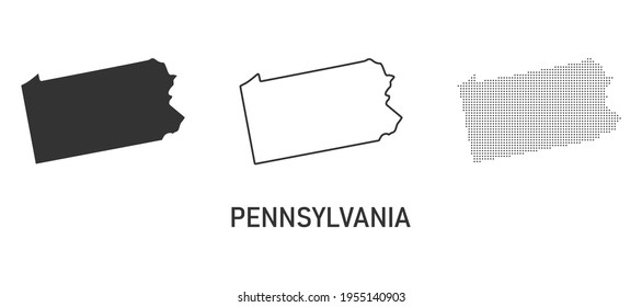 Mapa de Pennsylvania. Mapa de los Estados Unidos de América hecho de puntos, líneas y enteros. Ilustración vectorial.