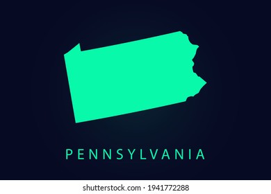 Pennsylvania Map - USA, United States of America map, World map vector template with green color gradient isolated on dark background - Vector illustration eps 10
