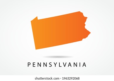 Pennsylvania Map - USA, United States of America map, World Map International vector template with Orange gradient color isolated on white background - Vector illustration eps 10