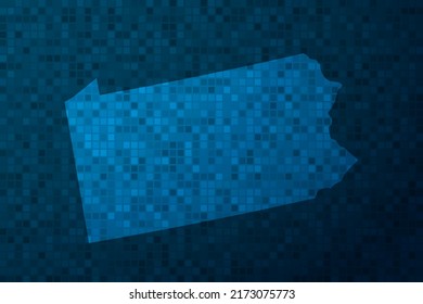 Pennsylvania Map - USA, United States of America Map vector template with technology style isolated on blue pixel background for education, design, website, infographic - Vector illustration eps 10